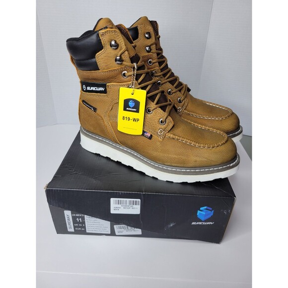 SUREWAY 6" Men's Heavy Duty Leather Soft Toe Work Boots Brown Size 11 US - Picture 1 of 10